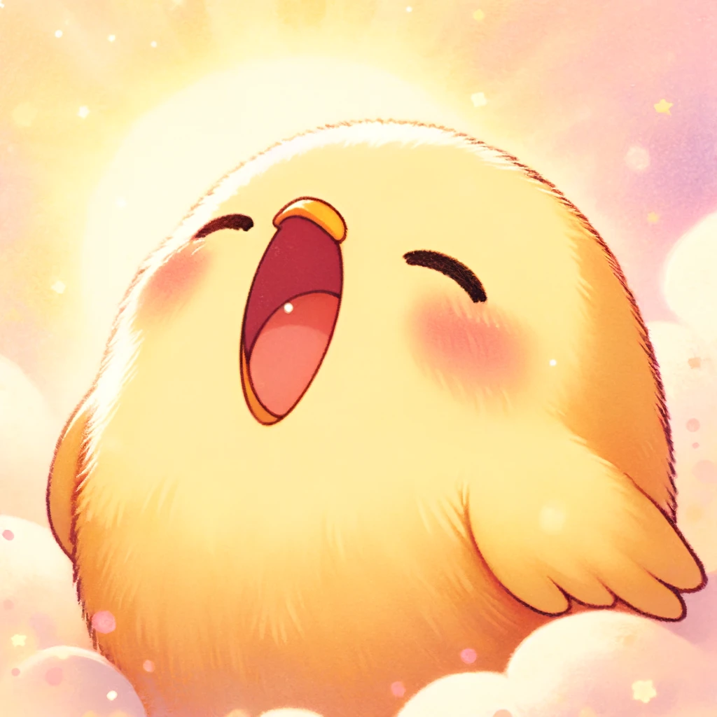 大きなあくびをしているピヨちゃんピヨ🐤