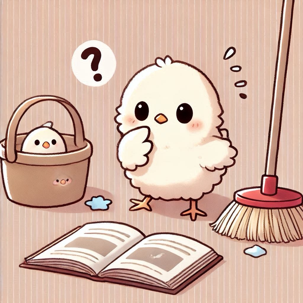 本を見つけて読みたそうにしているひよたくんピヨね🐤