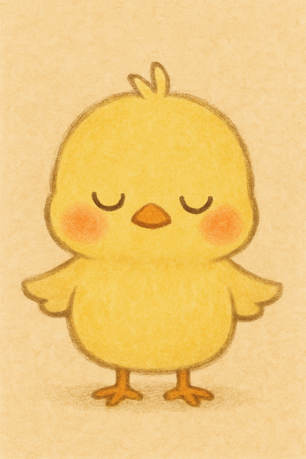 このイラストには、両目を瞑っているヒヨコくんが描かれています。