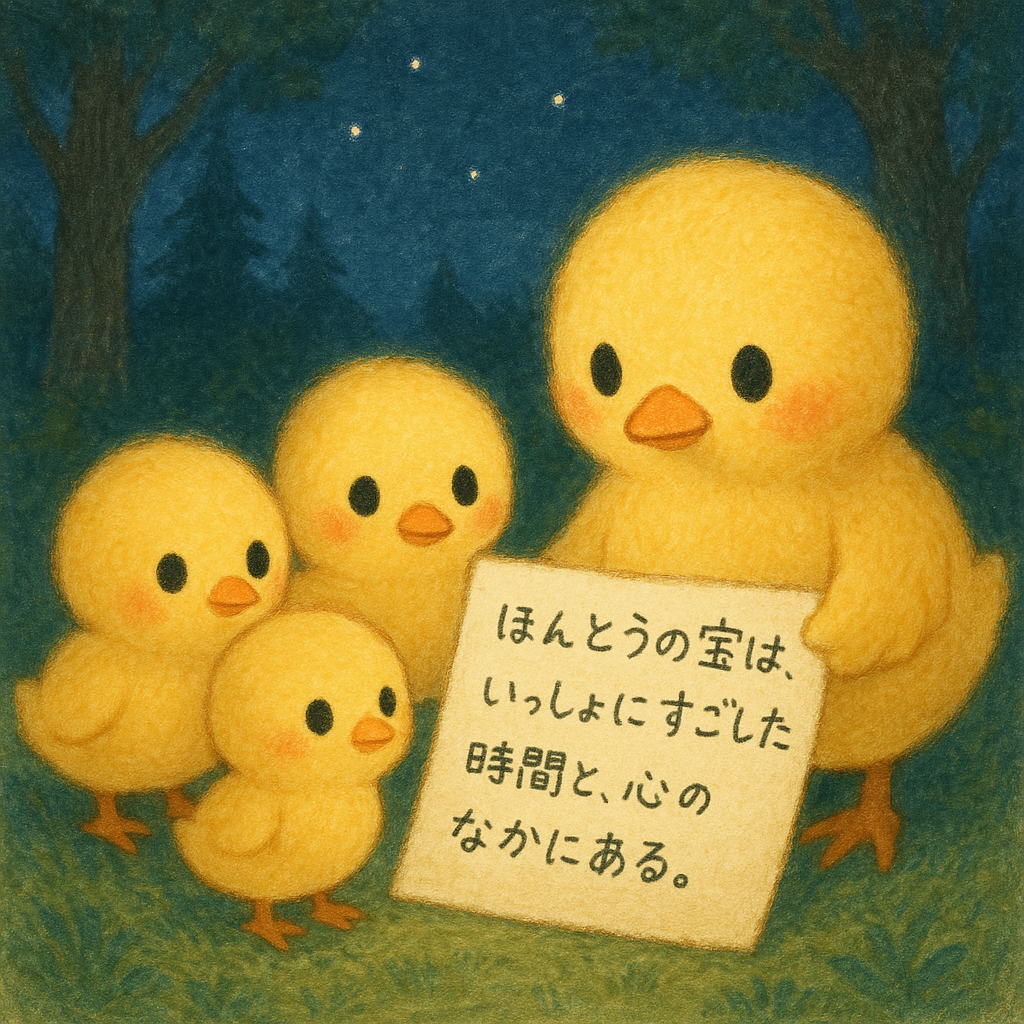 このイラストには、メモを一生懸命に見るヒヨコたちが描かれているピヨ！みんな真面目な顔で読んでるピヨ！